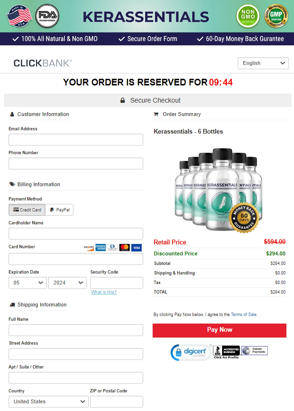 Secure Kerassentials official order and checkout page